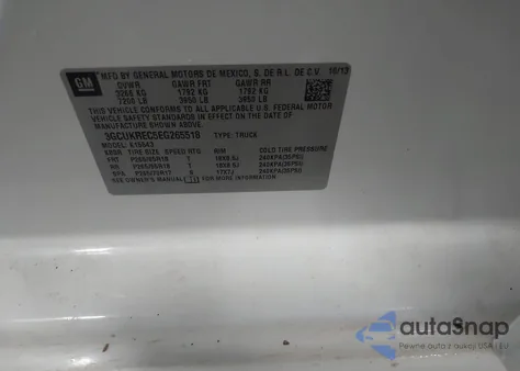 2014 Chevrolet Silverado 1500 2Lt z USA, uszkodzony, nr VIN 3GCUKREC5EG265518